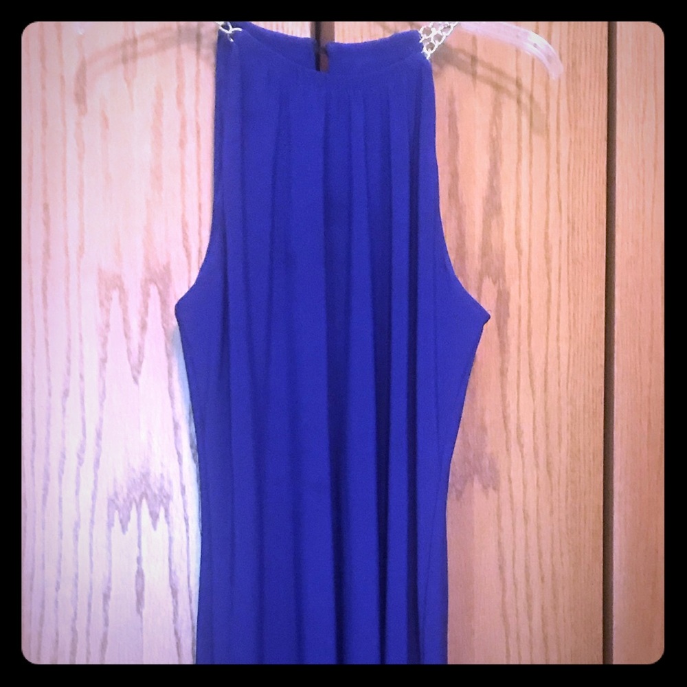 Purple knee length dress w chain neck